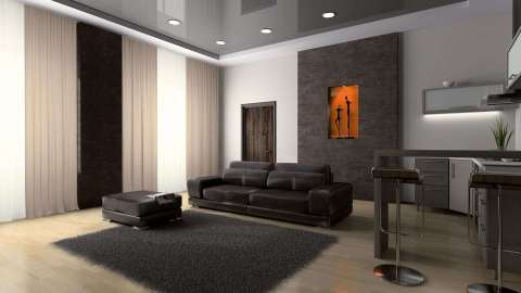 Blick in ein Wohnzimmer mit Smart Home Steuerung