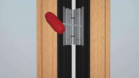 Detailansicht einer Falttür mit Schraubendreher zur Breitenjustierbarkeit