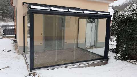 Promotec Glashaus in Hohenfels im Schnee