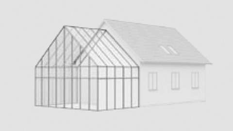 Zeichnung eines Wintergartens an einem Haus