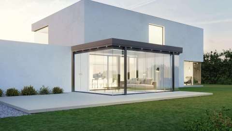 Solarlux SDL Acubis Glashaus an einem modernen Wohnhaus