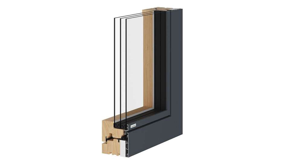 Querschnitt eines Holz-Aluminium-Fensters